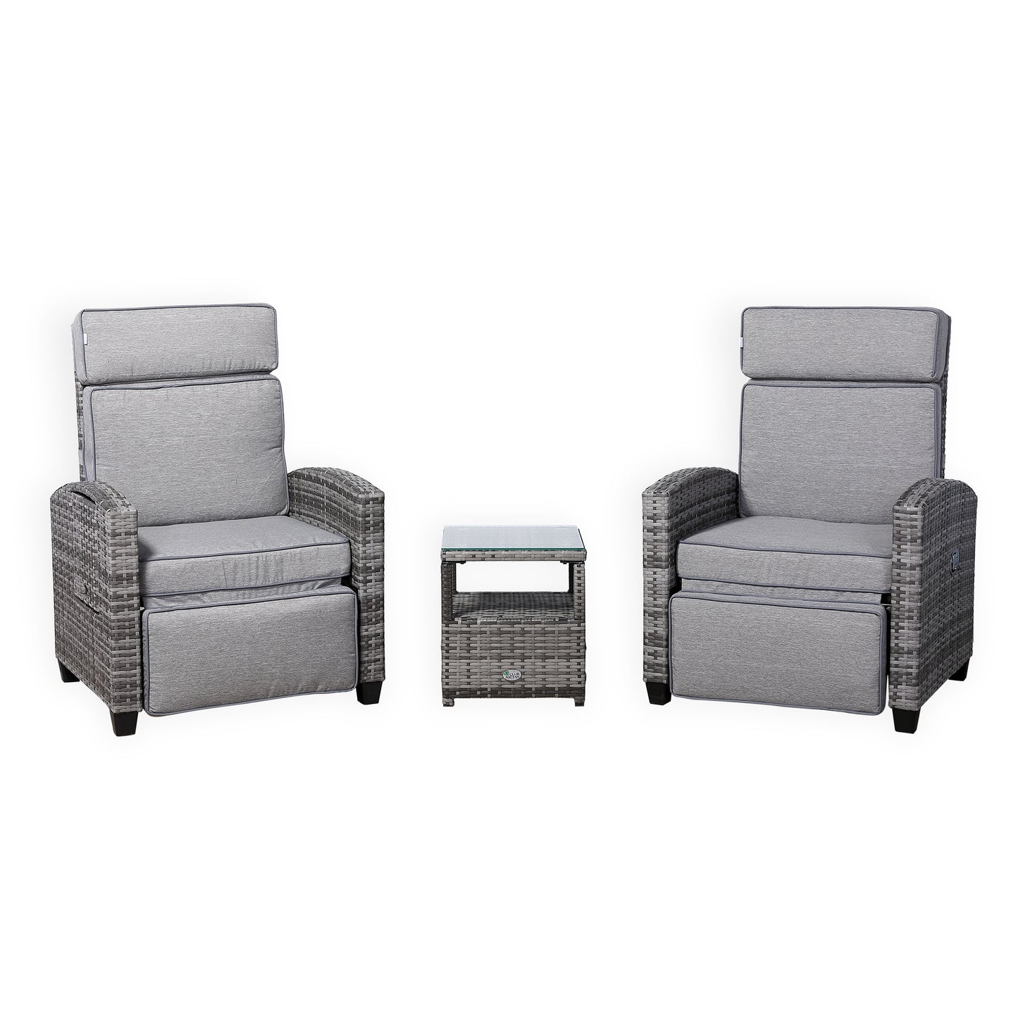 Harmony Range Reclining Armchair with Flip Table in Grey Weave and Grey Cushion