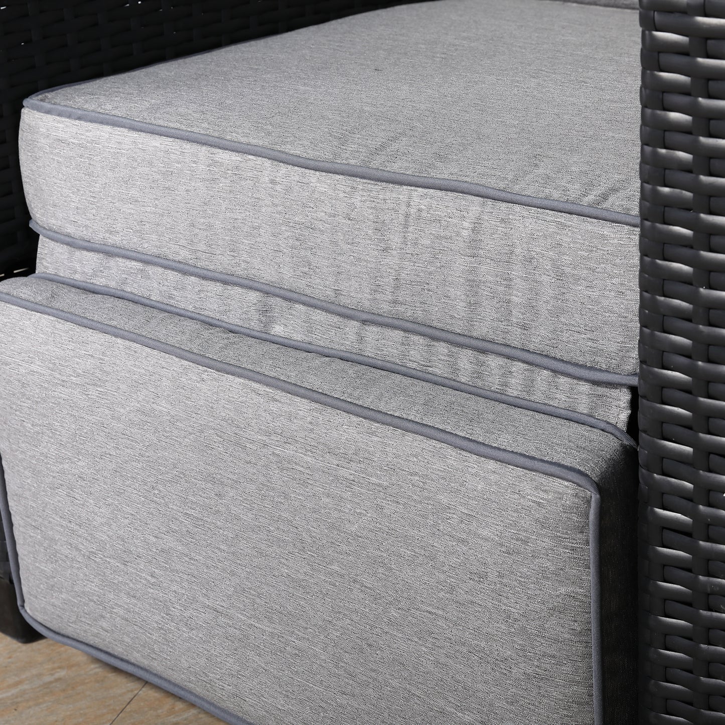 Club Rattan Wicker Reclining Chairs with Side Table, Adjustable Position Backrest Armchair with coffee tabel, 3-Piece Outdoor Furniture Set for Garden(3 colors)