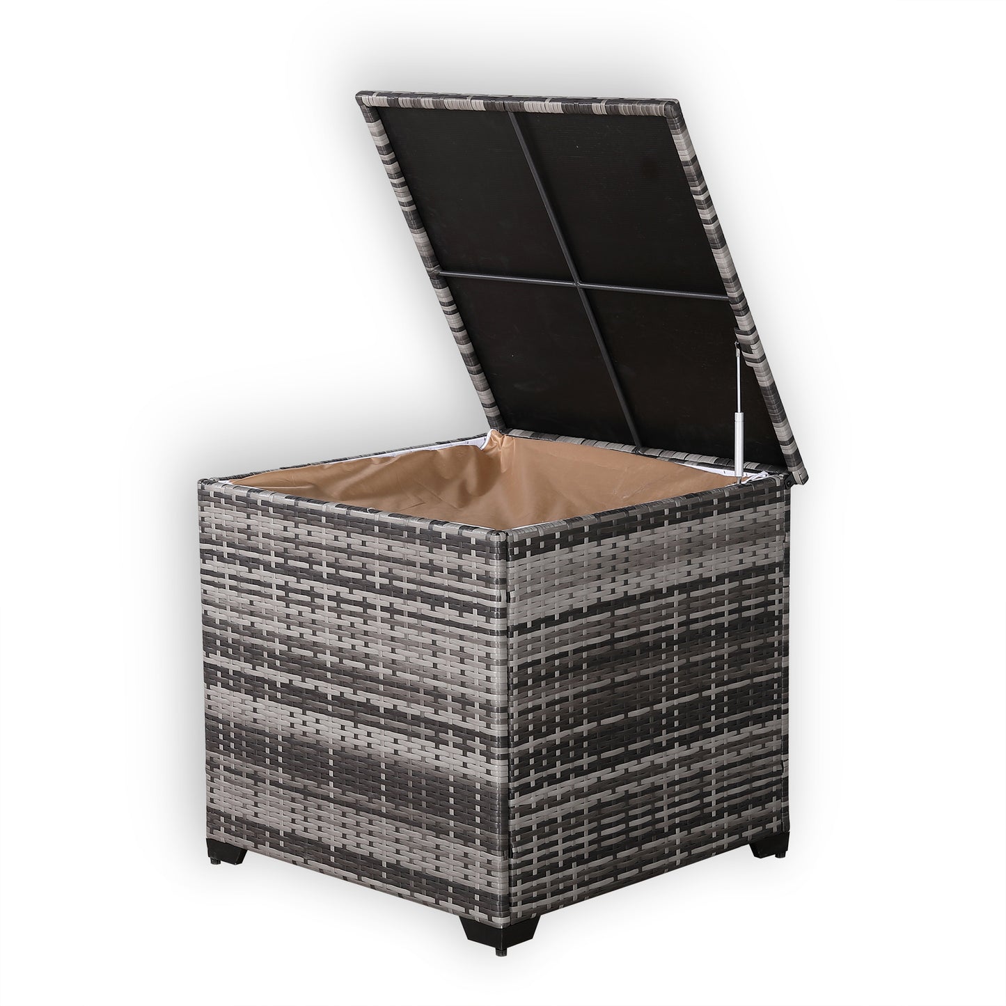 Palma Range Square Storage Box in Grey / Brown Rattan Weave