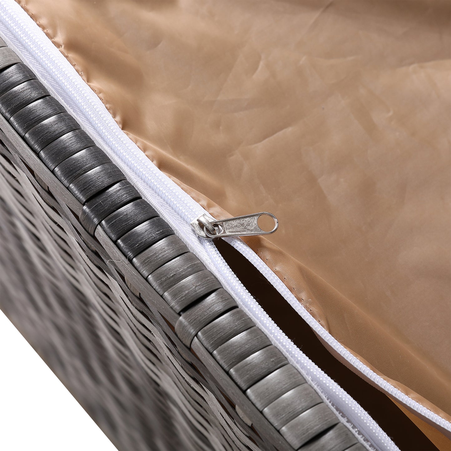 Palma Range Square Storage Box in Grey / Brown Rattan Weave