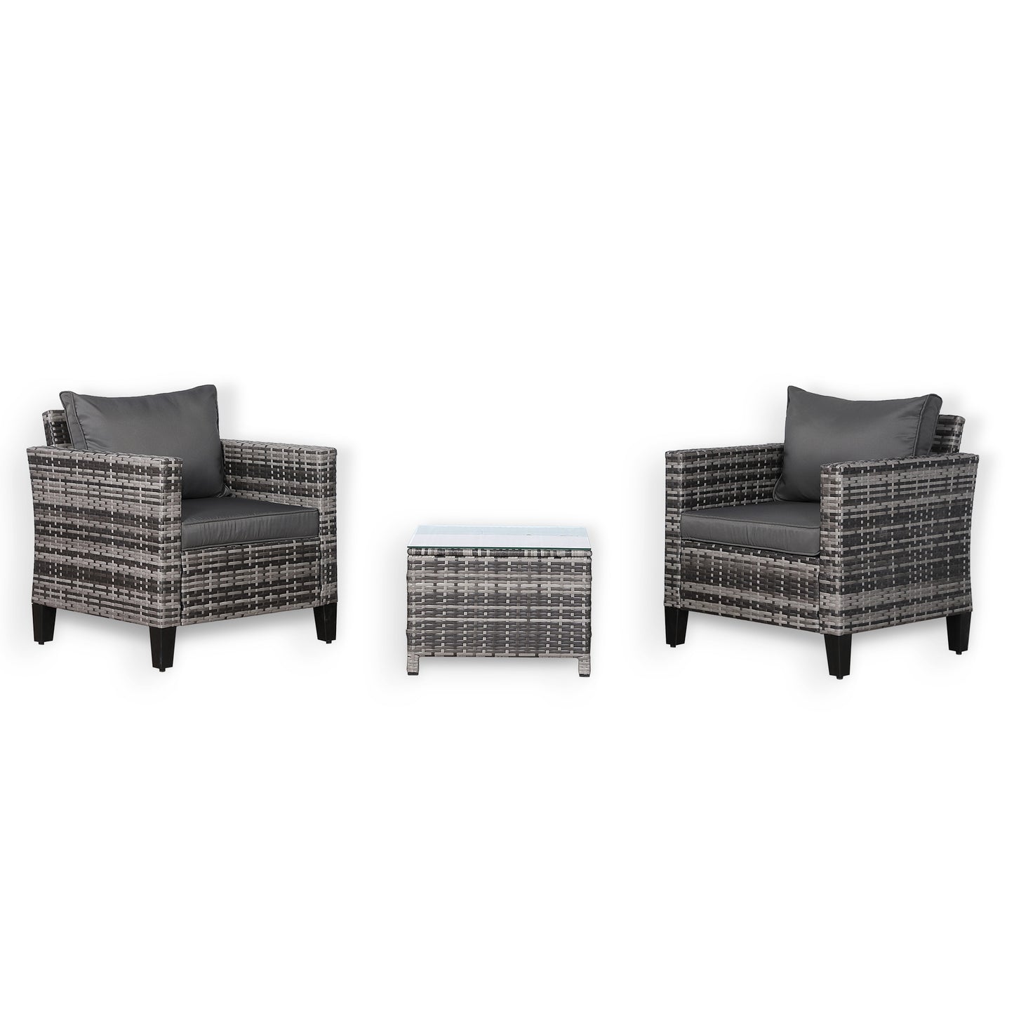 Palma Range Bistro Set in Grey Rattan and Grey Cushions
