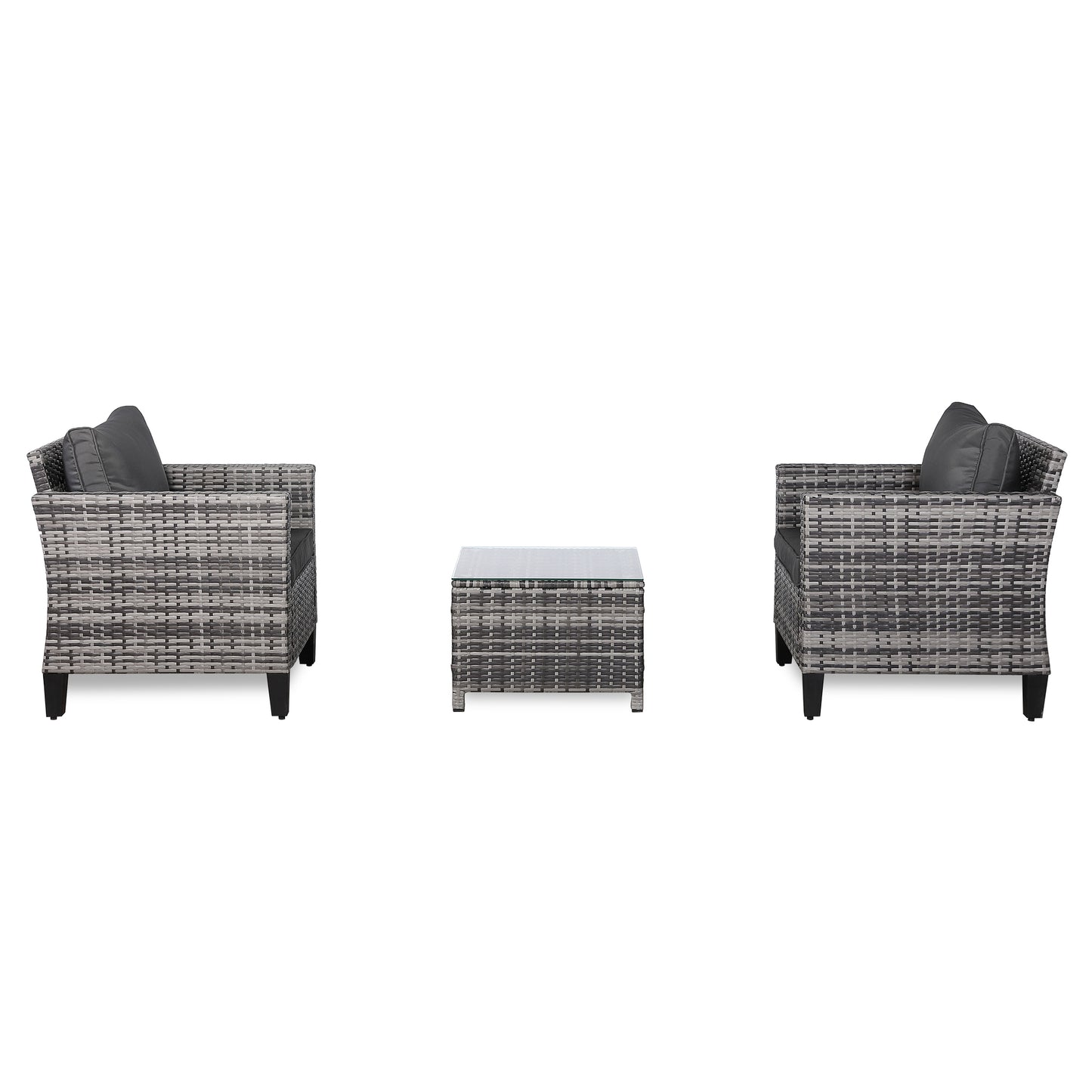 Palma Range Bistro Set in Grey Rattan and Grey Cushions