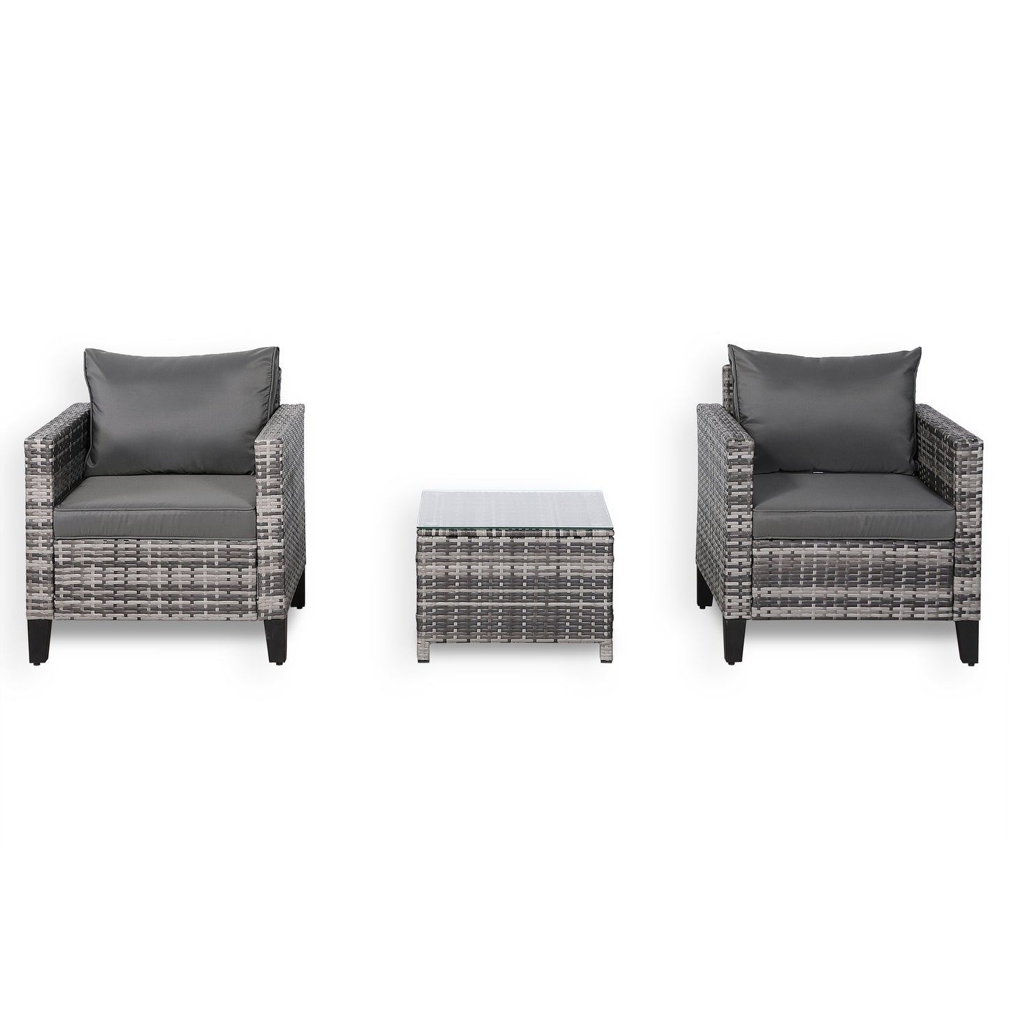 Palma Range Bistro Set in Grey Rattan and Grey Cushions