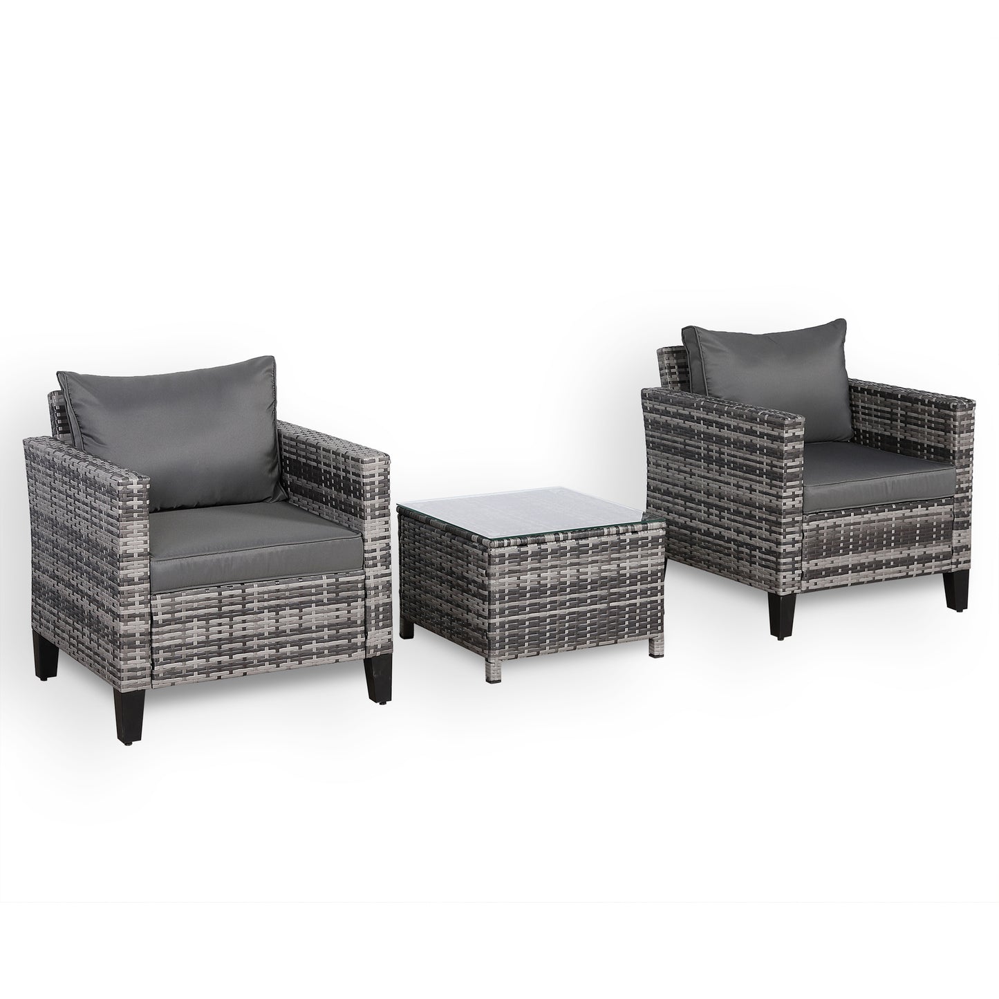 Palma Range Bistro Set in Grey Rattan and Grey Cushions