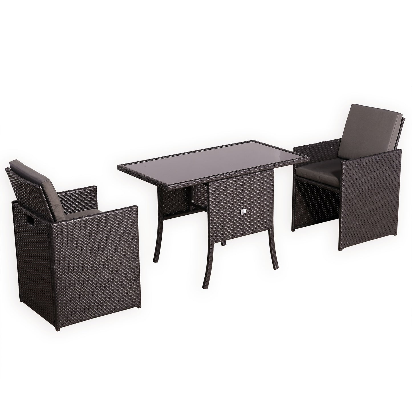 Ebony Range Rattan Furniture Set for Balcony Poolside in Brown Rattan