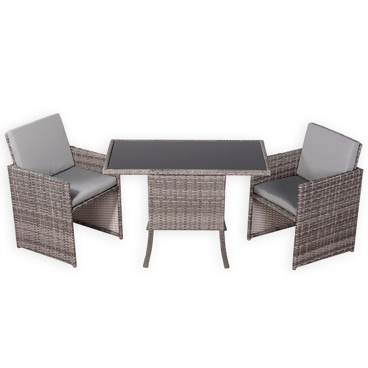 Rose Range Rattan Bistro Furniture Set for Balcony / Poolside in Preminum Grey Rattan