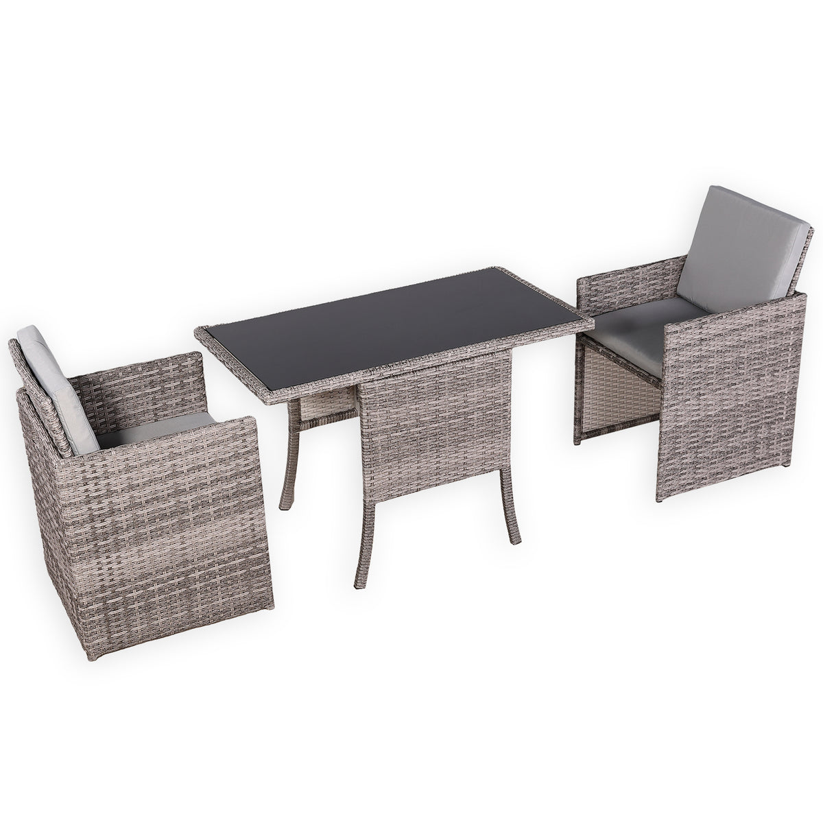 Rose Range Rattan Bistro Furniture Set for Balcony / Poolside in Preminum Grey Rattan