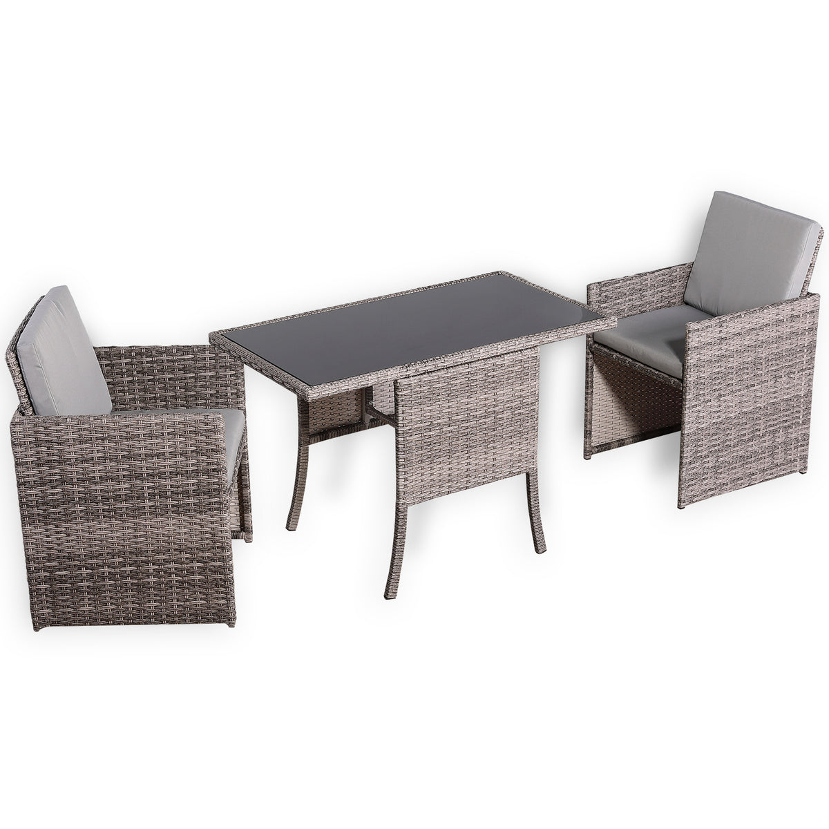 Rose Range Rattan Bistro Furniture Set for Balcony / Poolside in Preminum Grey Rattan