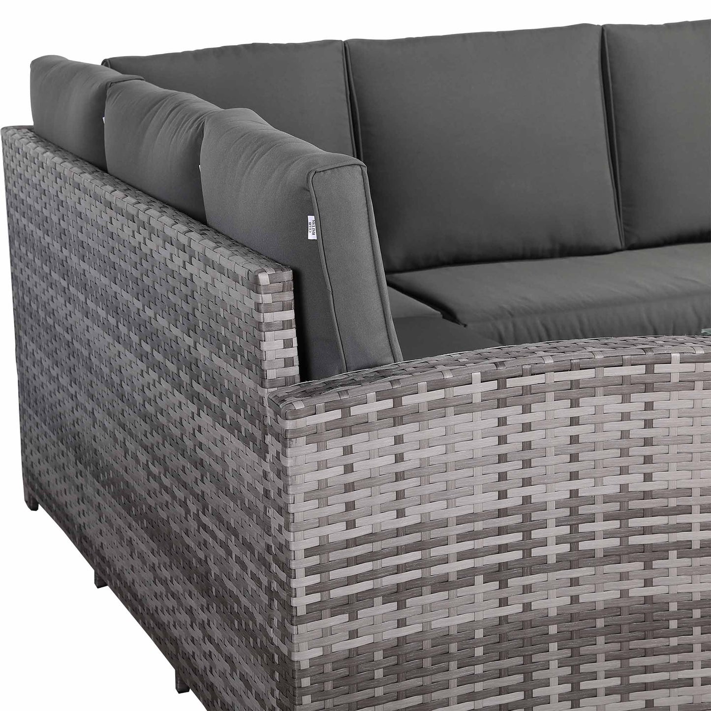 PRE ORDER-Henley Range High Back Compact Square Corner Sofa Set in Grey Weave with Rising Table