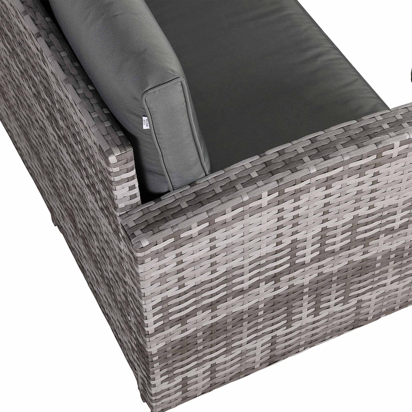 PRE ORDER-Henley Range High Back Compact Square Corner Sofa Set in Grey Weave with Rising Table