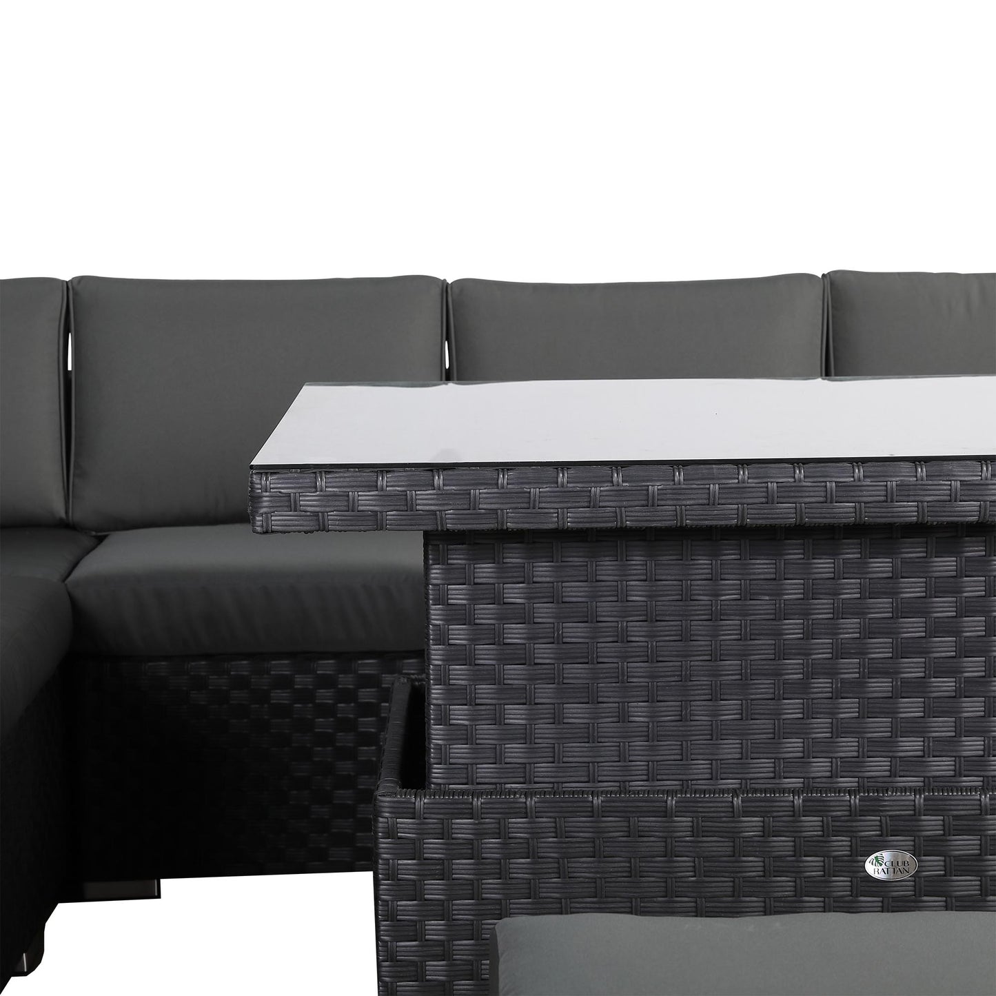 Bath Range Modular Corner Sofa with Rising Table in Large Black Rattan