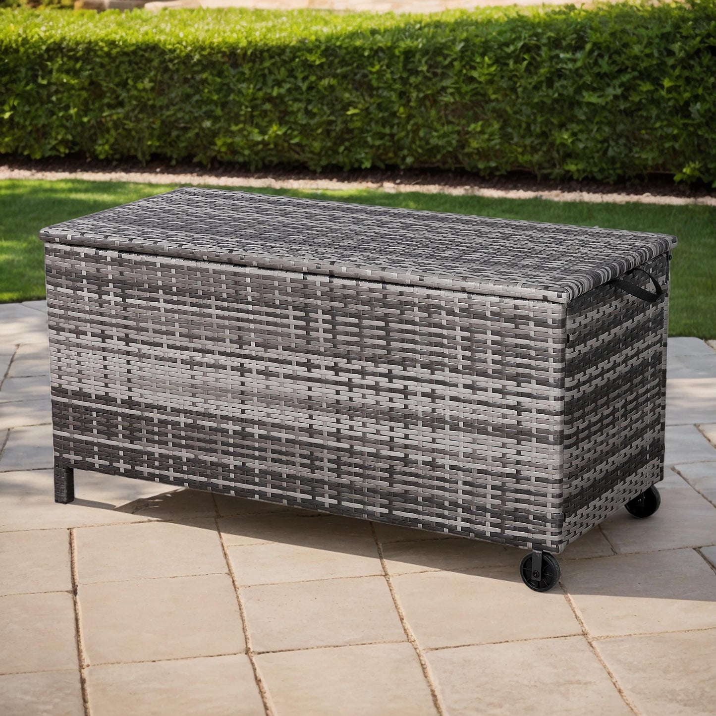 Palma Range Large Storage Box in Grey / Brown Rattan Weave