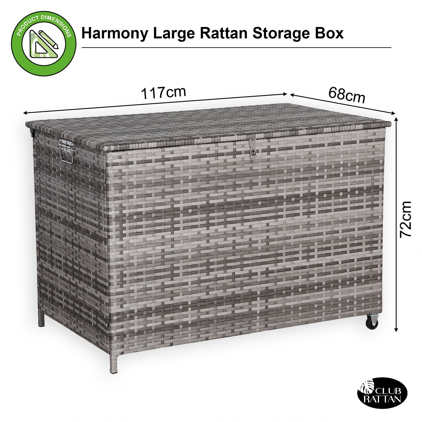 Harmony Range Large Storage Box in Grey Rattan Weave