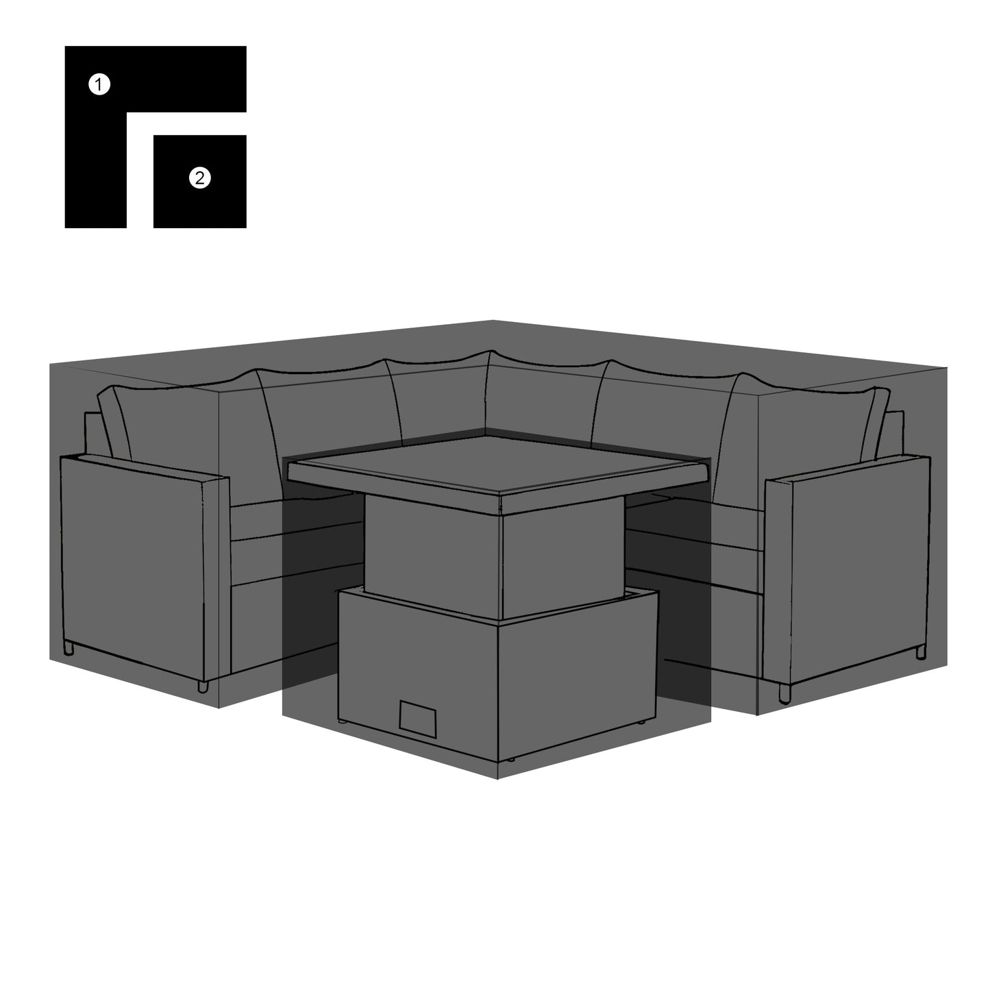 SP-05Black Protective Cover For Henley / Eton Square Corner Sofa With Dining Table