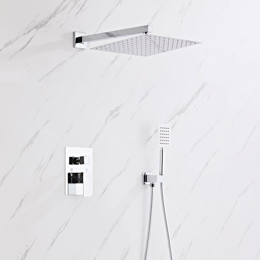 Chrome Shower Valve, Fixed Shower Head & Handset