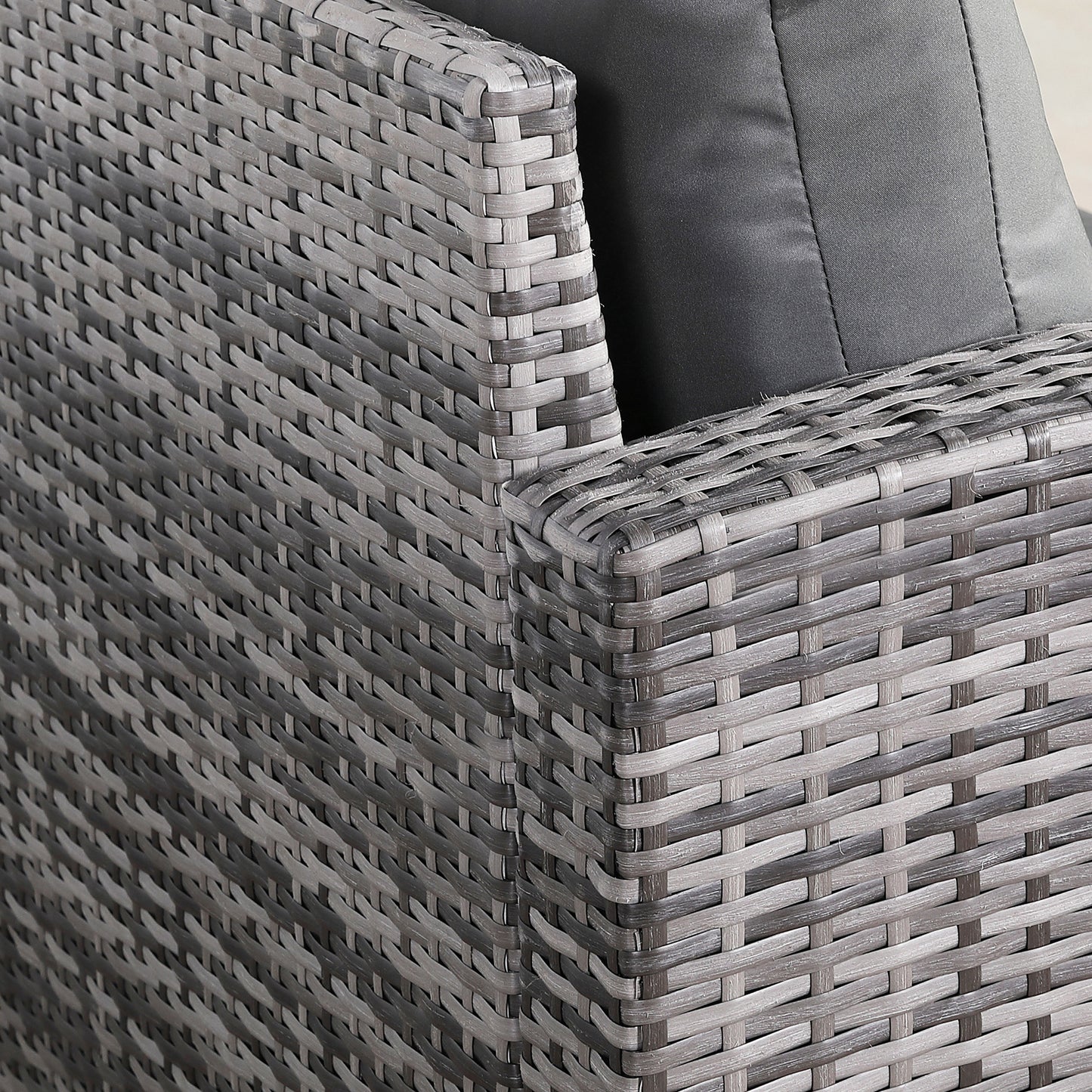 CLEARANCE-Henley Range High Back Compact Square Corner Sofa Set in Grey Weave with Rising Table