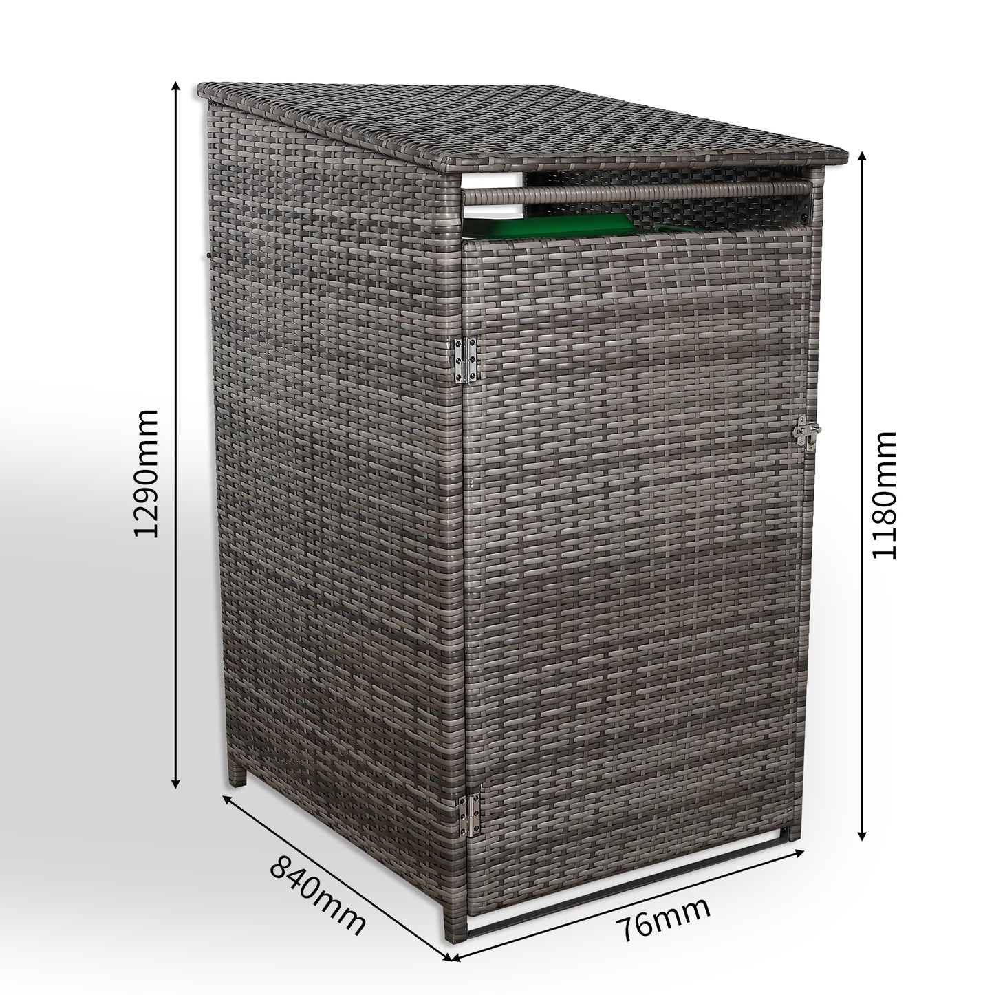 Due in 25/06/25...Club Rattan wheelie bin shed / store in Grey Rattan Weave (WBS-1G)