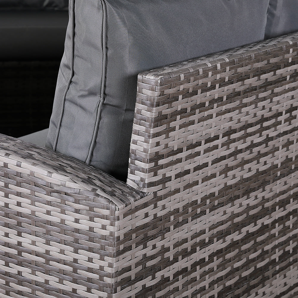 Harmony Range High Back Right Hand Corner Sofa Set with Rising Table in Grey Waeve