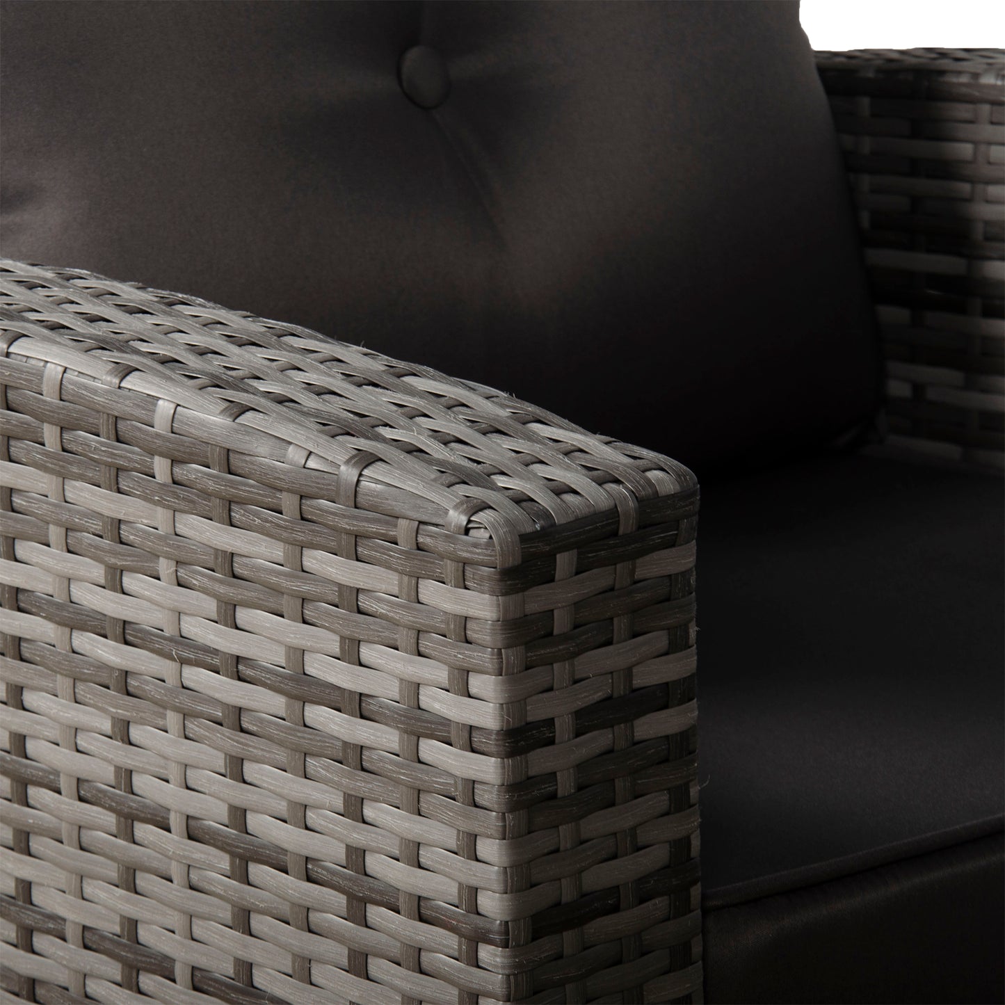 Due in 30/06/25 Henley Range Rlite Rhf Corner Sofa Set with Dining Table in Grey Rattan