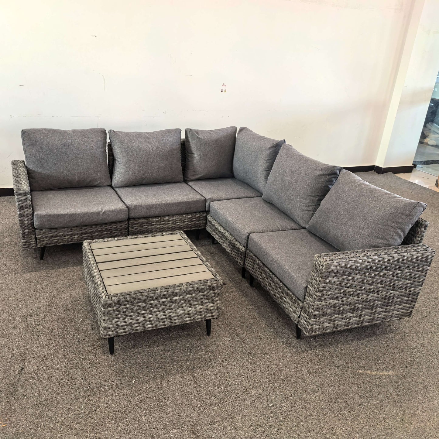 CLEARANCE-Floor Sample Clearance Sale-Rattan Corner Sofa Set with Coffee Table in Grey