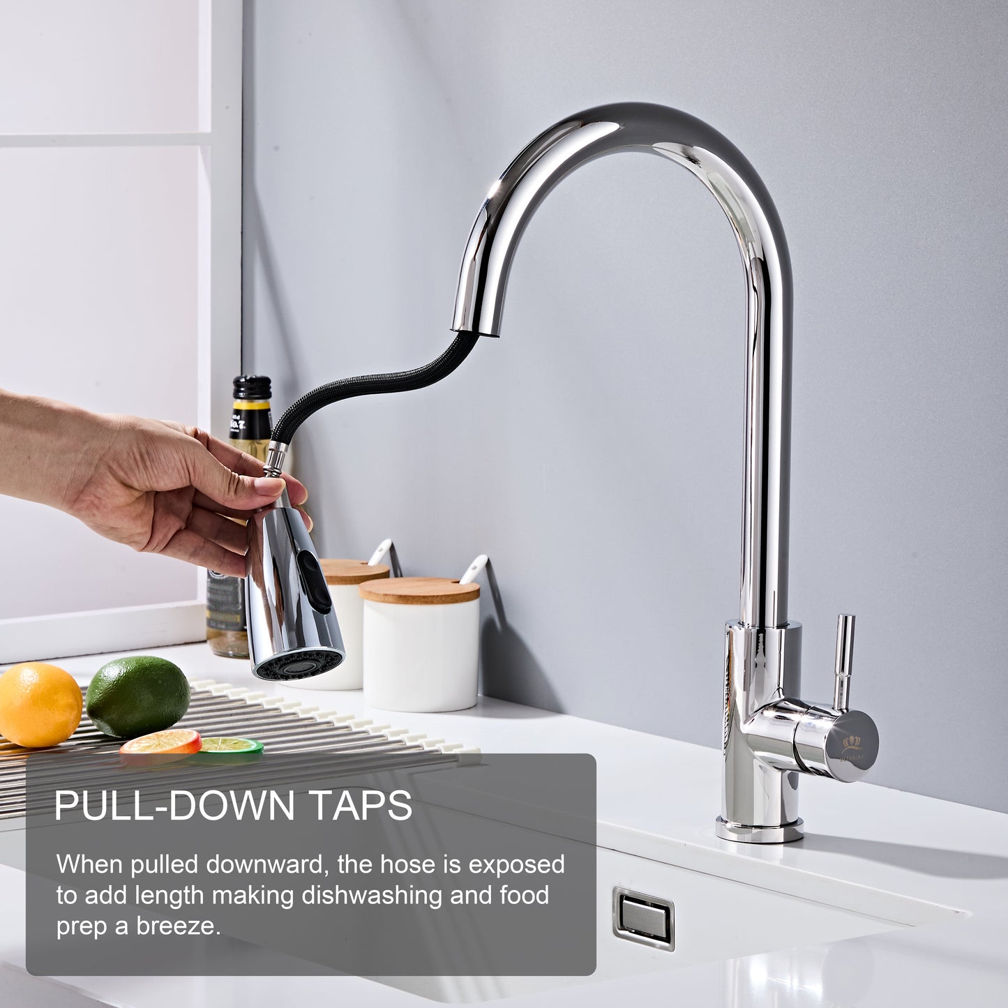 Chrome Mano Pull Out Kitchen Mixer Tap