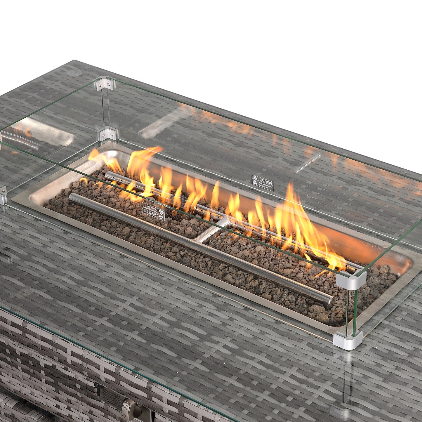 Harmony Range High Back Left Hand Corner Sofa Set with Fire Pit Rising Table in Grey Waeve