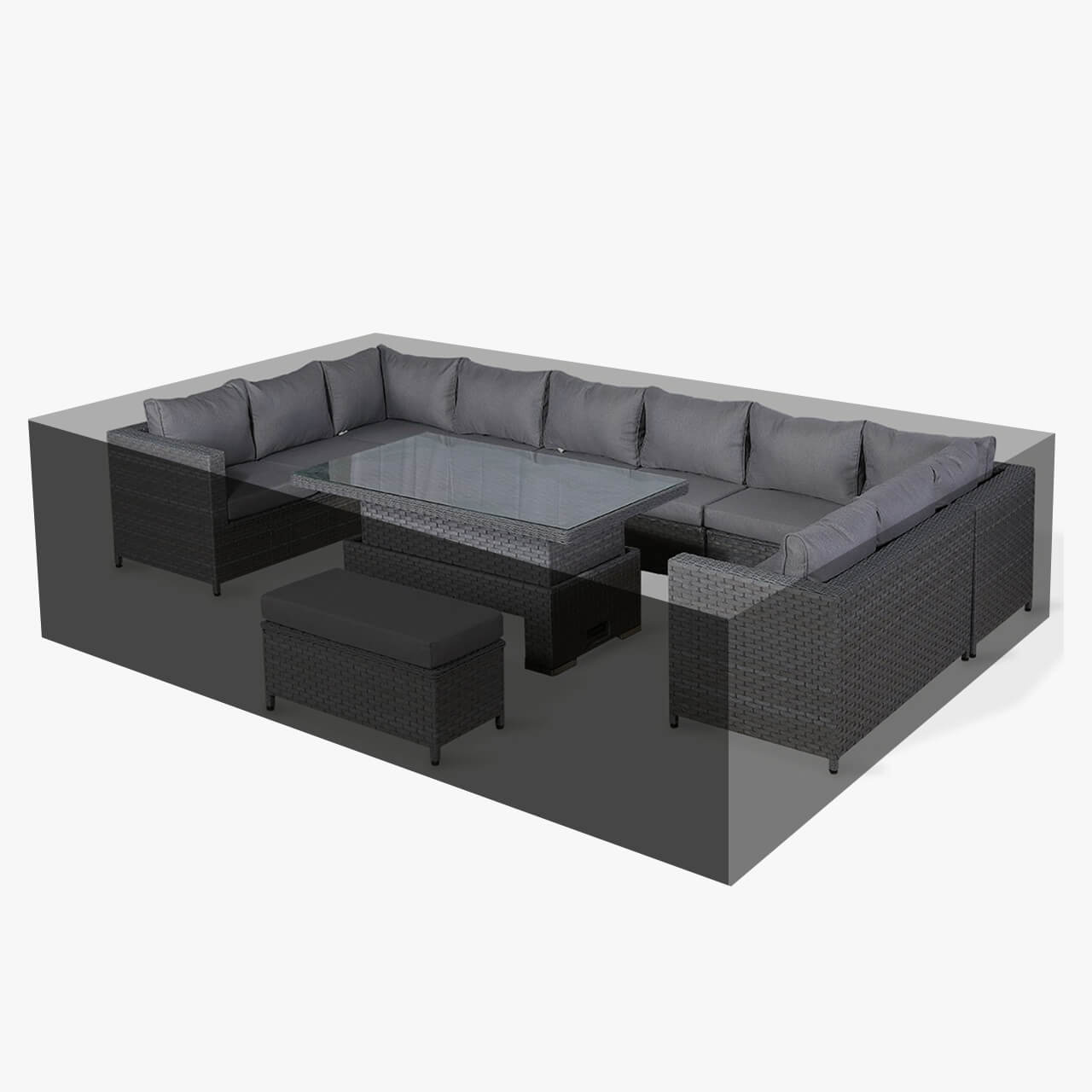 RC-529 Protective Cover For Isobella U-Shape Corner Sofa With Rising Table (386x205xH67cm)