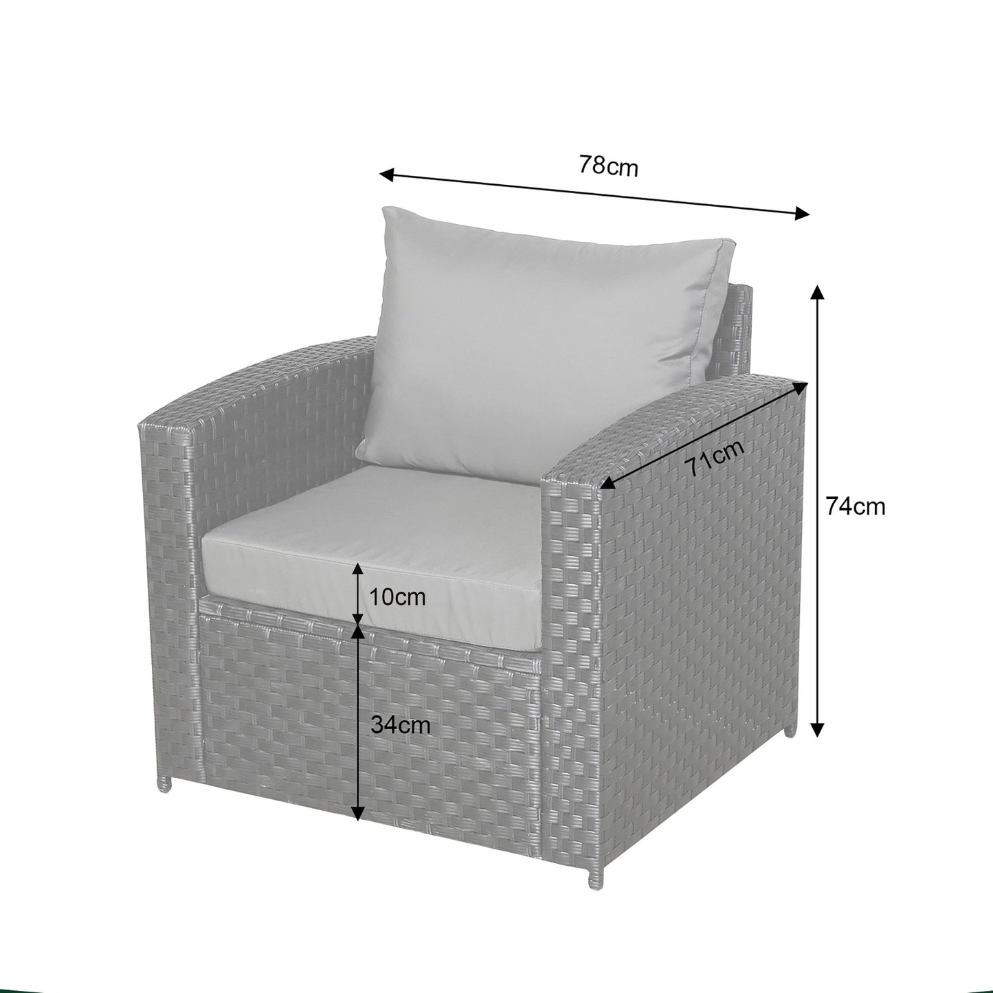 Primo Range Pair of Arm Chairs in Black Rattan and Grey Cushions