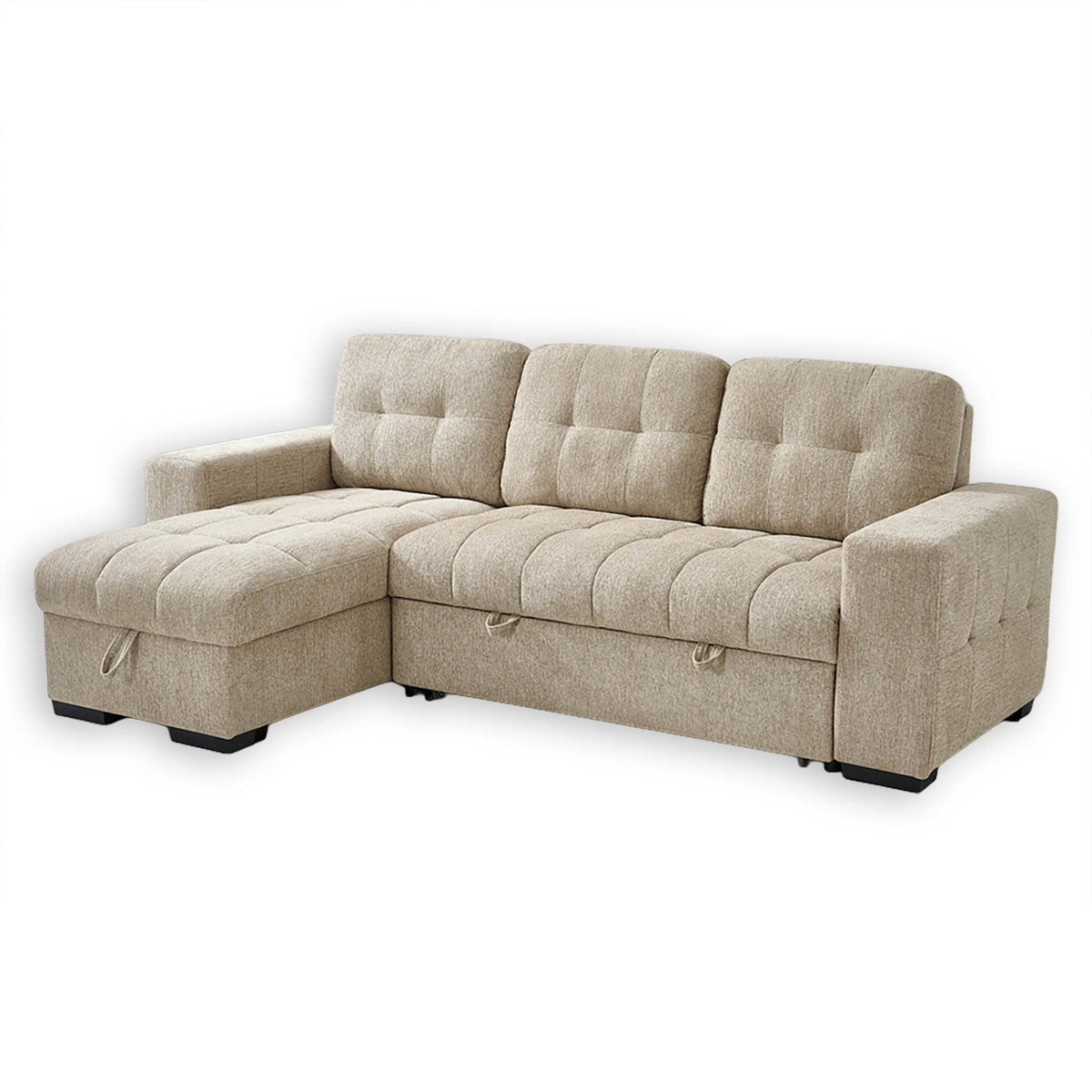 Cove Beige Universal Corner Sofa Bed – 4 Seater Polyester Sofabed