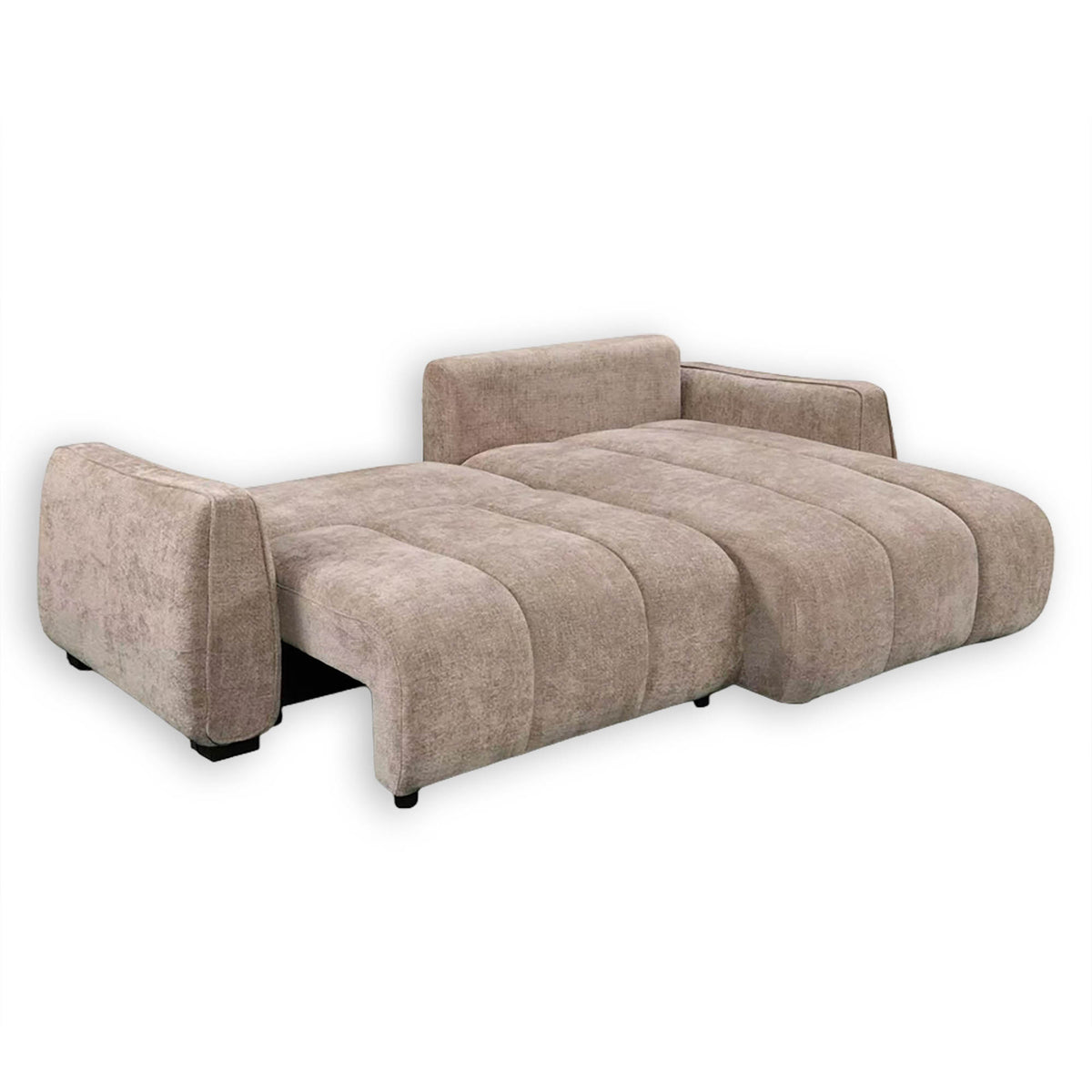 Ridge Beige Universal Corner Sofa Bed – Channel Tufted with Pullout Bed & Hidden Storage