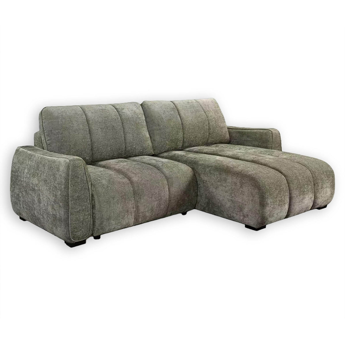 Ridge Green Universal Corner Sofa Bed – Channel Tufted with Pullout Bed & Hidden Storage