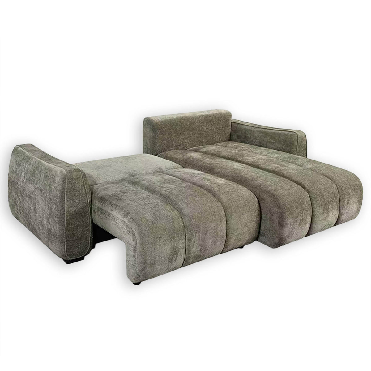 Ridge Green Universal Corner Sofa Bed – Channel Tufted with Pullout Bed & Hidden Storage