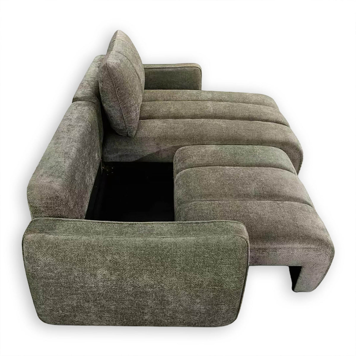 Ridge Green Universal Corner Sofa Bed – Channel Tufted with Pullout Bed & Hidden Storage