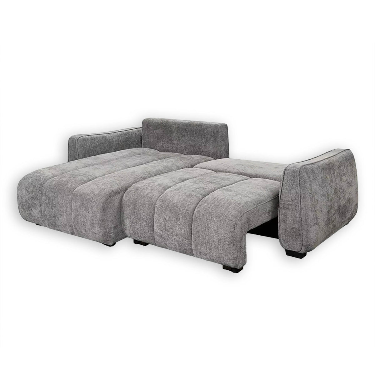 Ridge Grey Universal Corner Sofa Bed – Channel Tufted with Pullout Bed & Hidden Storage