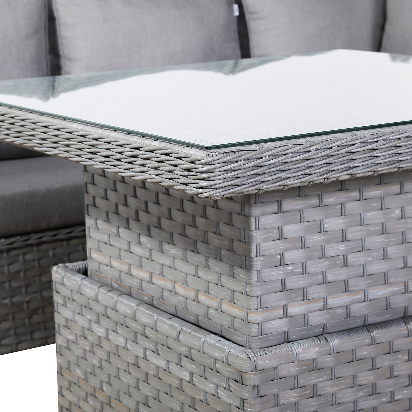 Isobella Range Right Hand Corner Sofa Set with Rising Table in Slate Grey Weave
