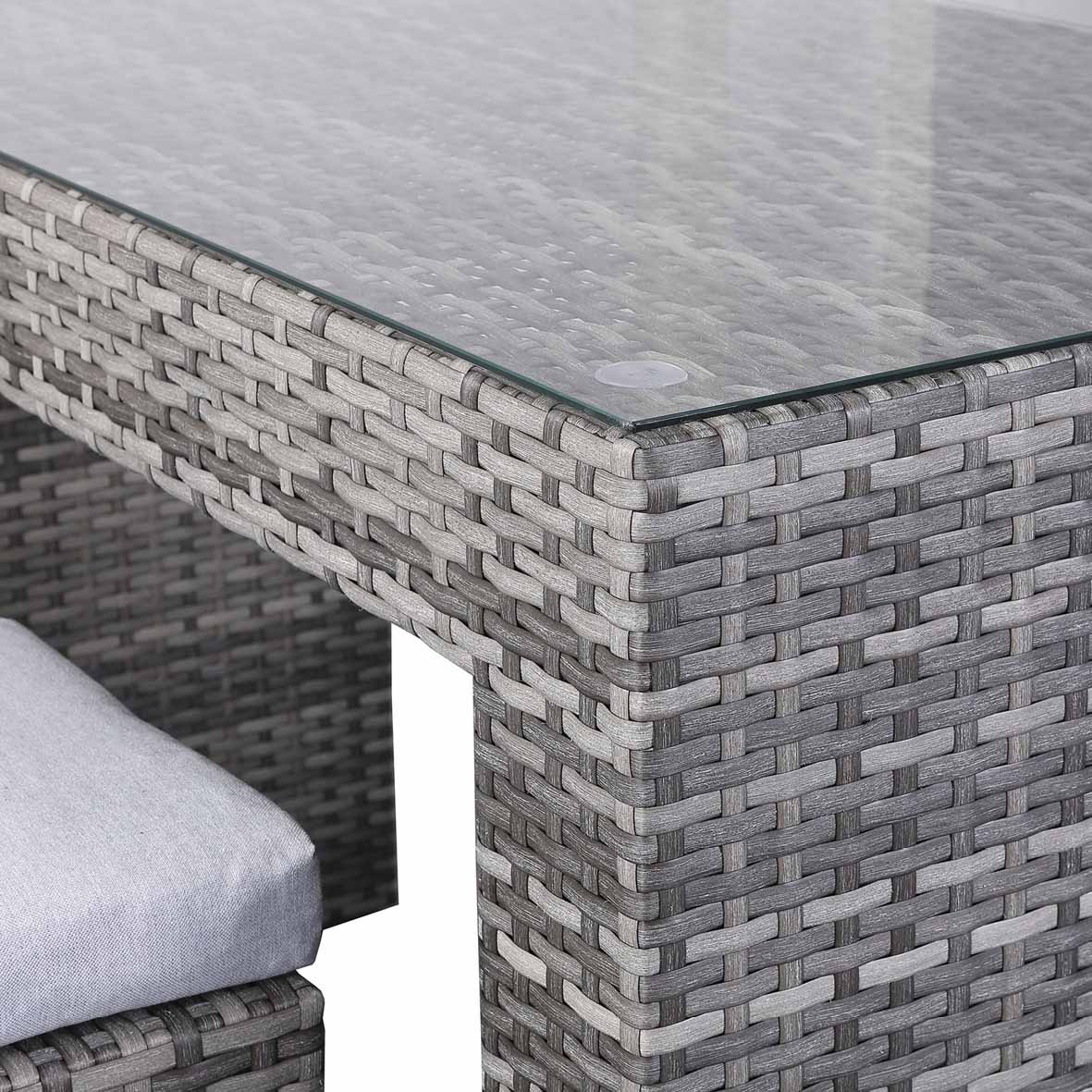 Colette Range Aluminium High Bar Set with 6 Stools in Grey Rattan