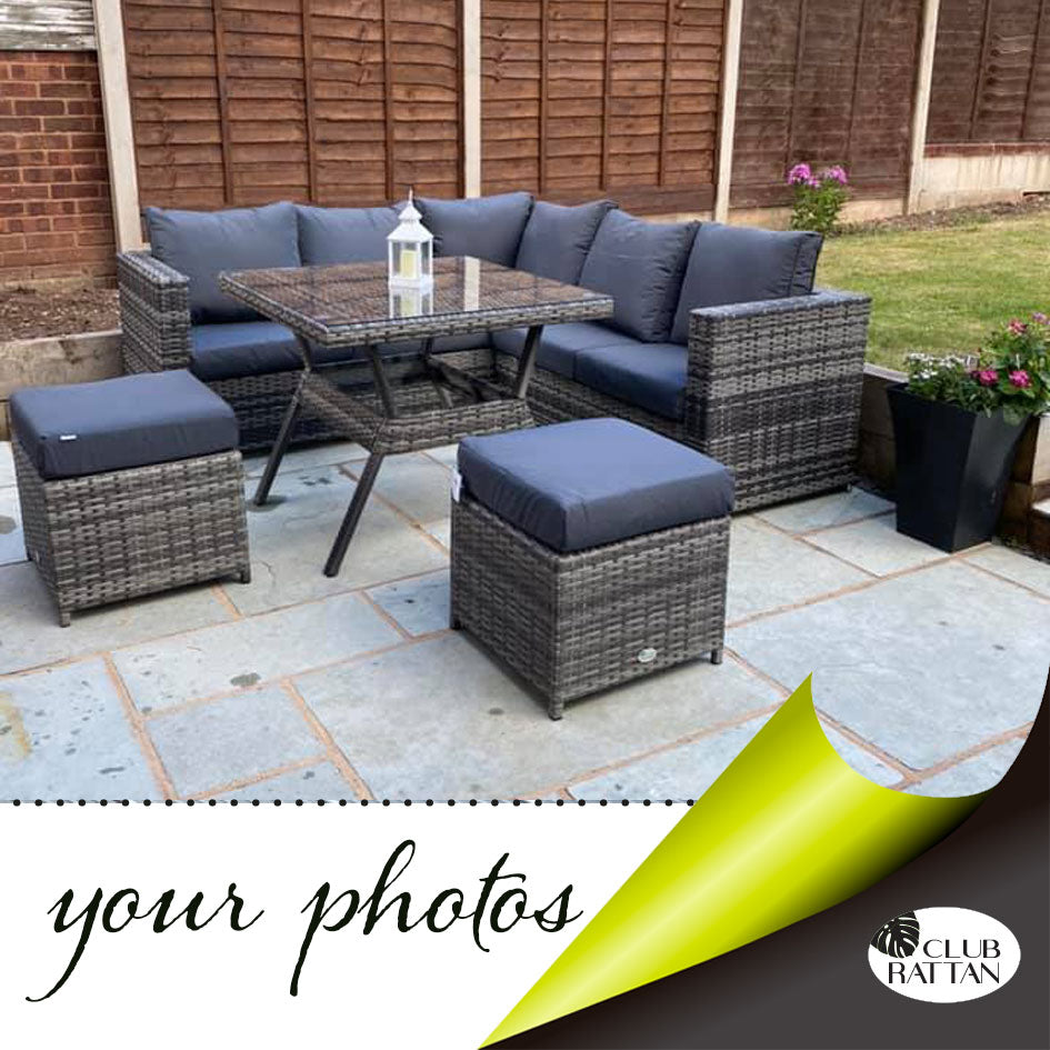 Lille Corner Sofa with Dining Table and 2 Stools in Small Grey Rattan customer picture