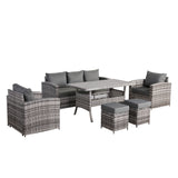 Henley Range High Back Dining Corner Sofa Set in Grey Weave with Dinning Table