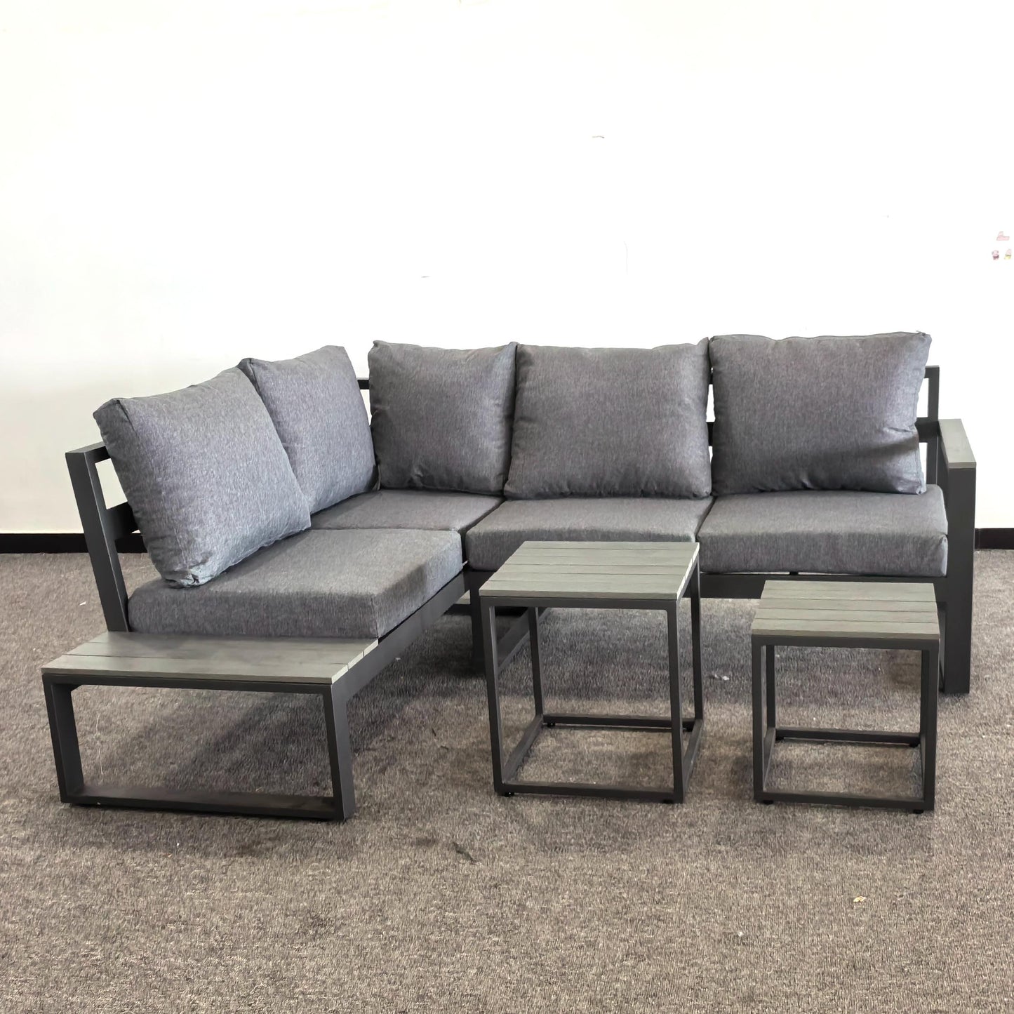 Due in 08/05/25  #AL-17 Floor Sample Clearance Sale Aluminium Lounger Corner Sofa Set with Coffee Tables