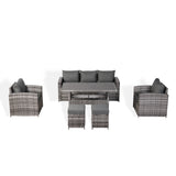 Henley Range High Back Dining Corner Sofa Set in Grey Weave with Dinning Table