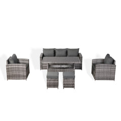 Henley Range High Back Dining Sofa Set in Grey Weave with Dinning Table