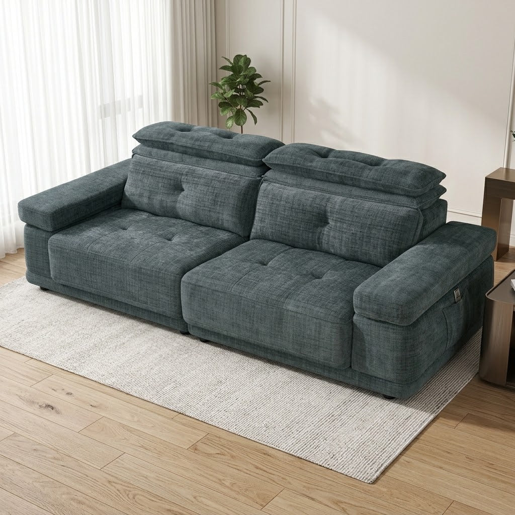 Hover  Dark Grey Floating Sofa Bed – Remote-Controlled Extending Seats & Adjustable Headrests