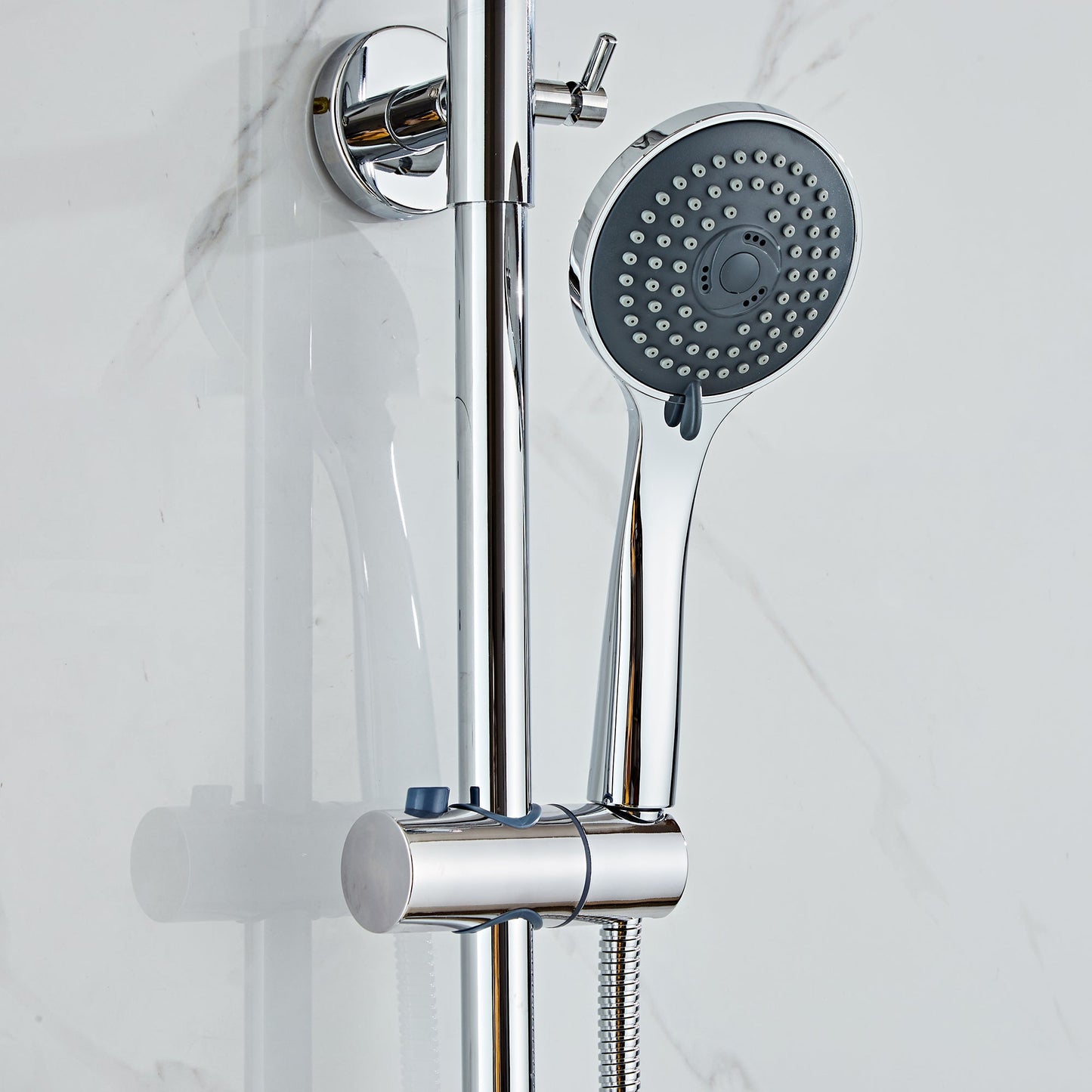 Twist Round Thermostatic Shower Valve, Fixed Head & Handset Shower Set - Chrome