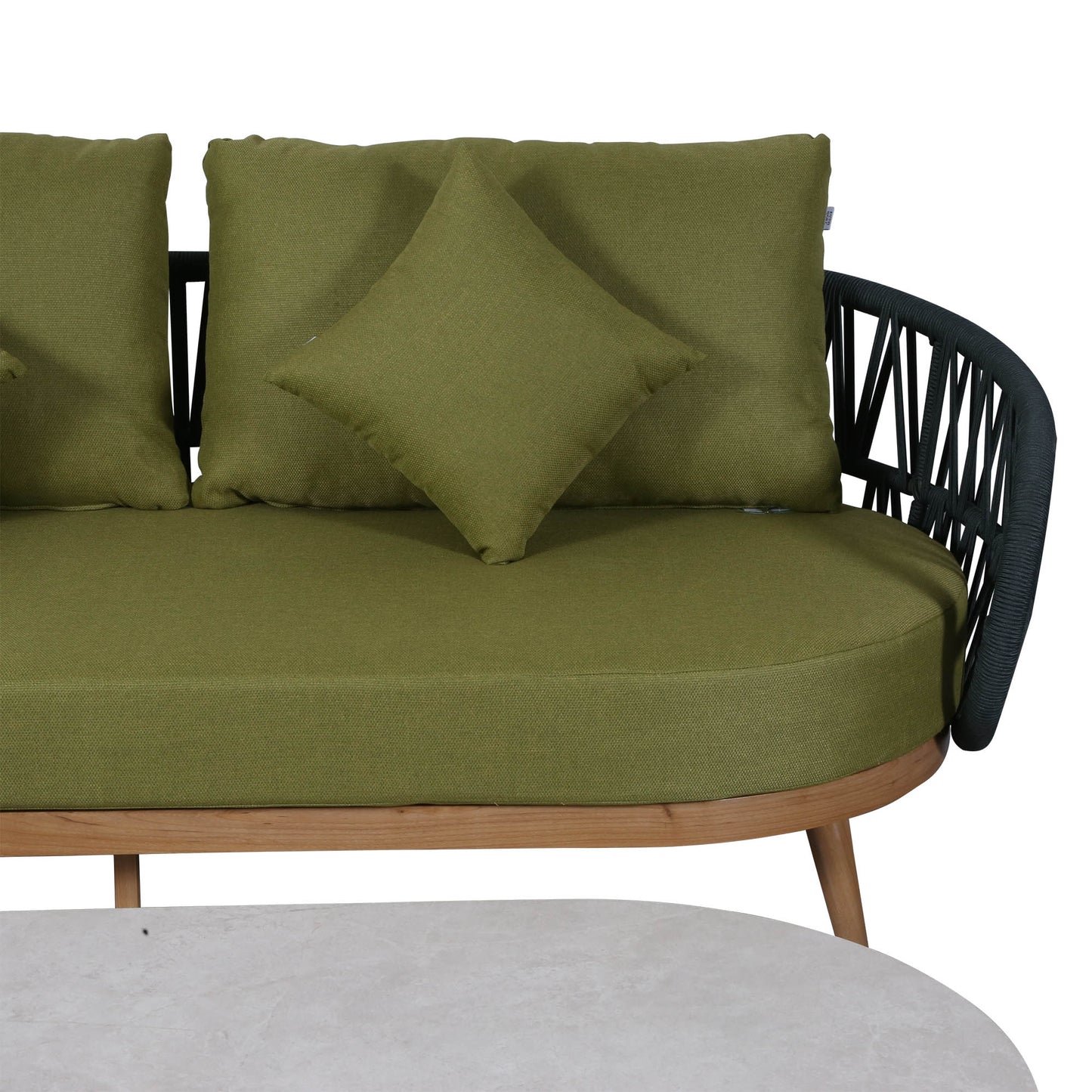 Luna Range Olive Green Rope Sofa Set with Green Cushions