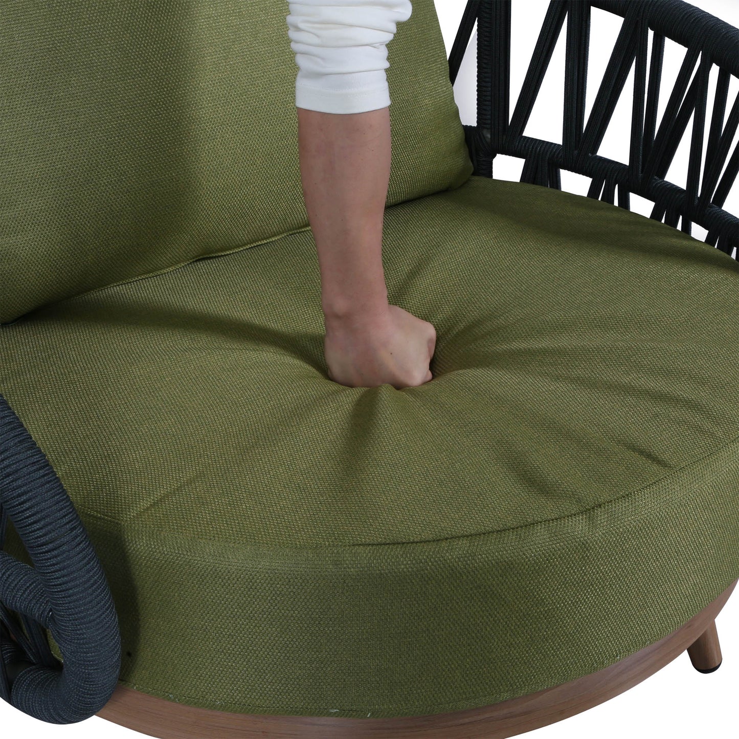 Luna Range Olive Green Rope Sofa Set with Green Cushions