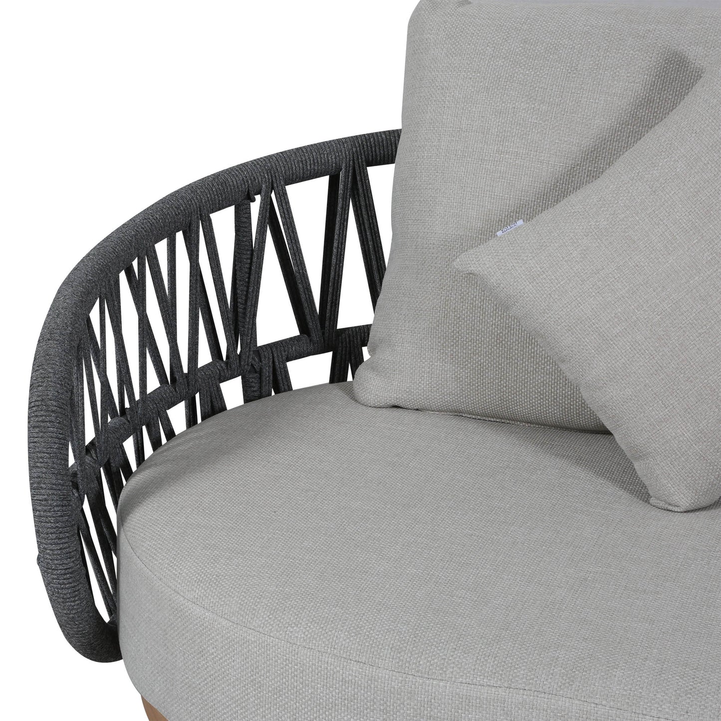 Luna Range Dark Grey Rope Sofa Set with Grey Cushions