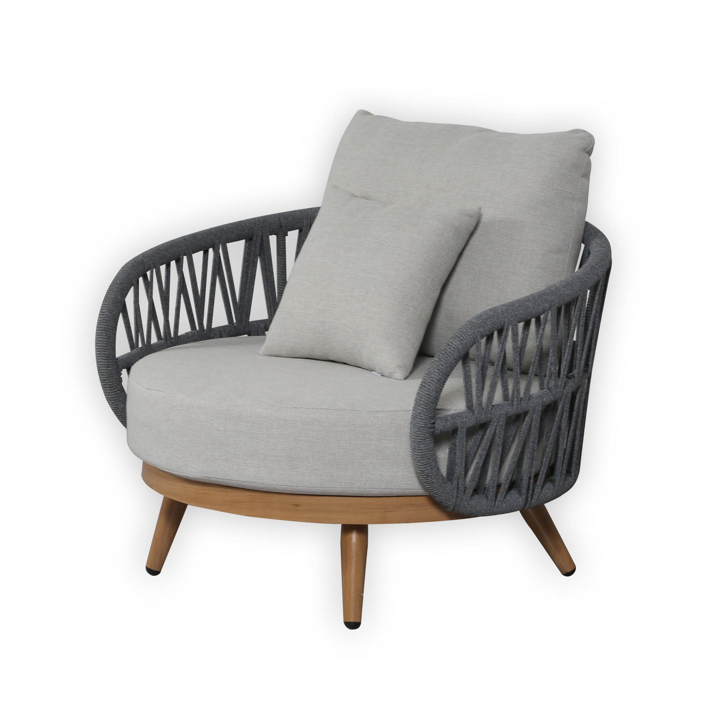 Luna Range Dark Grey Rope Sofa Set with Grey Cushions