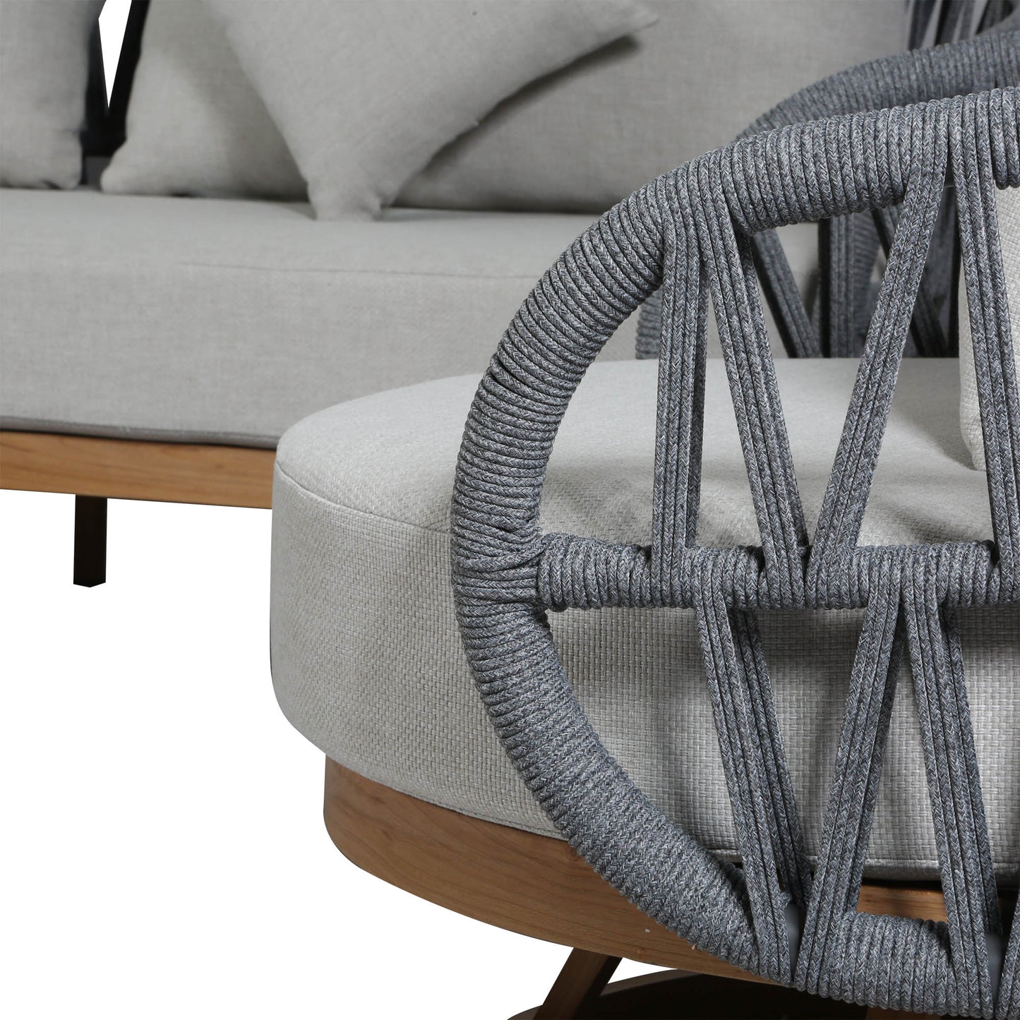Luna Range Dark Grey Rope Sofa Set with Grey Cushions