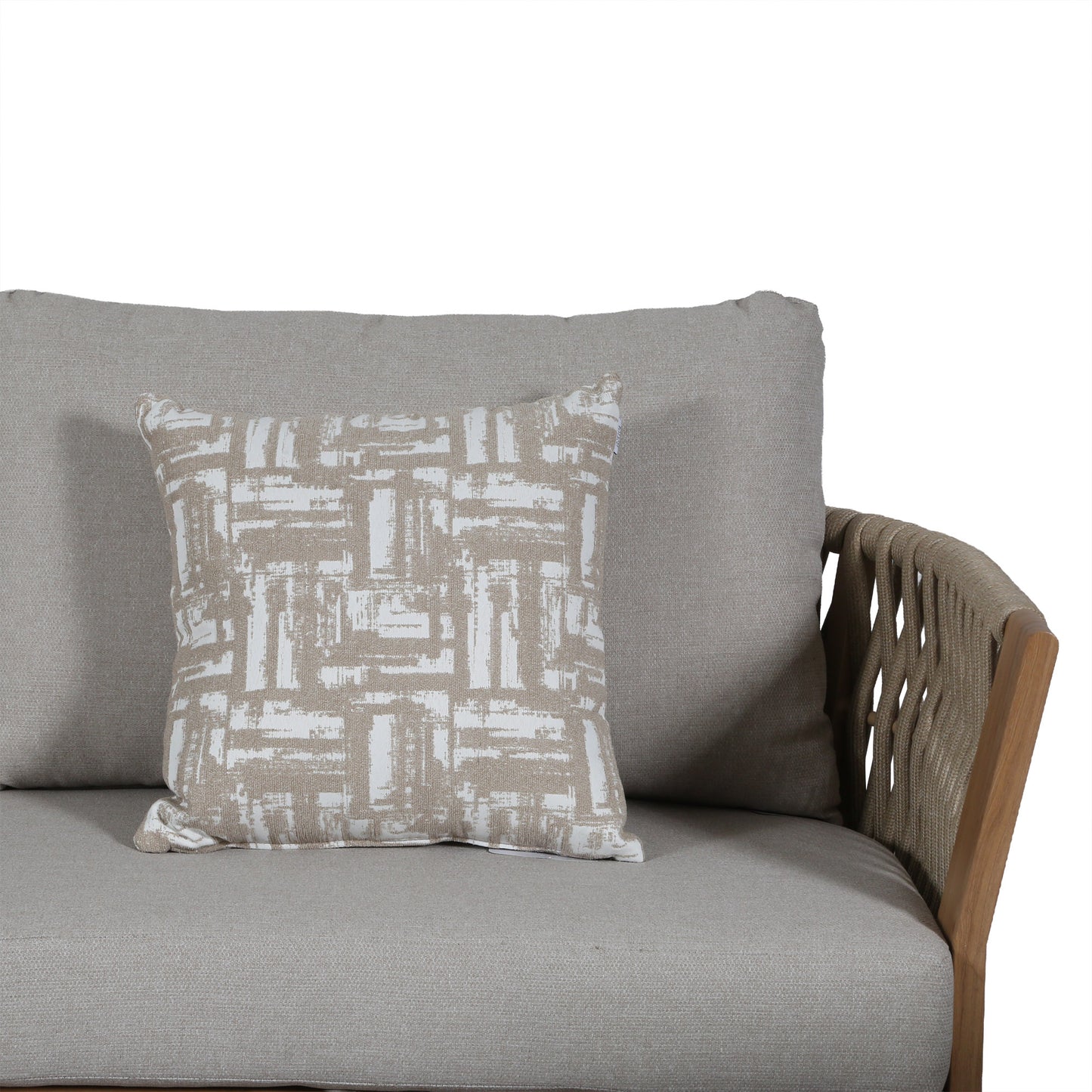 Orion Range Beige Rope & Wood-Effect Aluminium Frame Sofa Set with Beige cushions