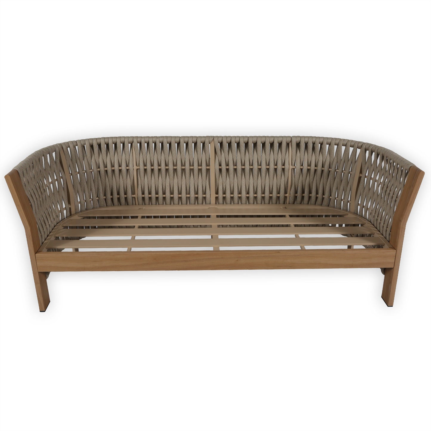 Orion Range Beige Rope & Wood-Effect Aluminium Frame Sofa Set with Beige cushions